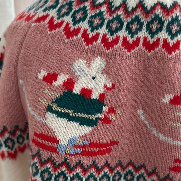 Cozy Pink and Cream Sweater with Festive Design - Picture 3 of 4